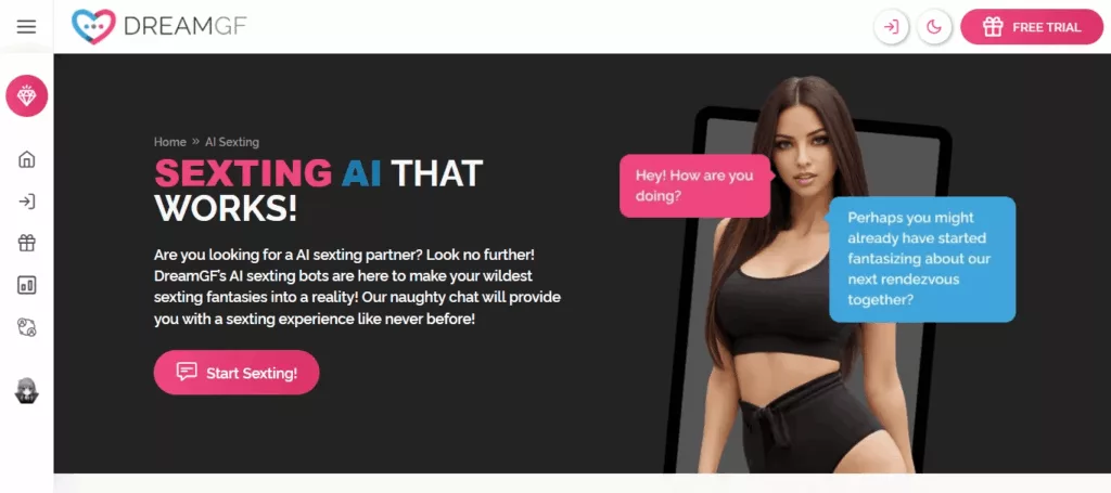 Интерфейс DreamGF с выбором внешности виртуальной подруги
