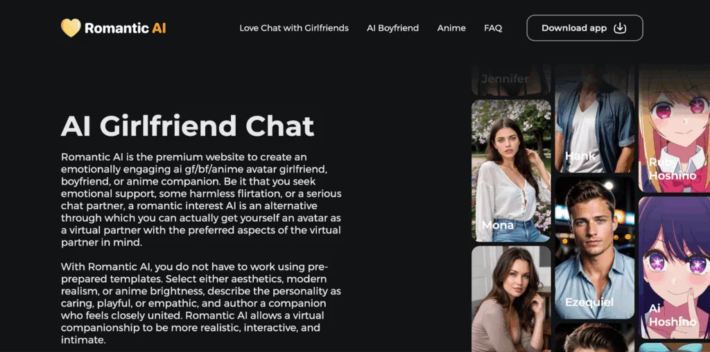 Эмоциональная сцена общения в Romantic AI
