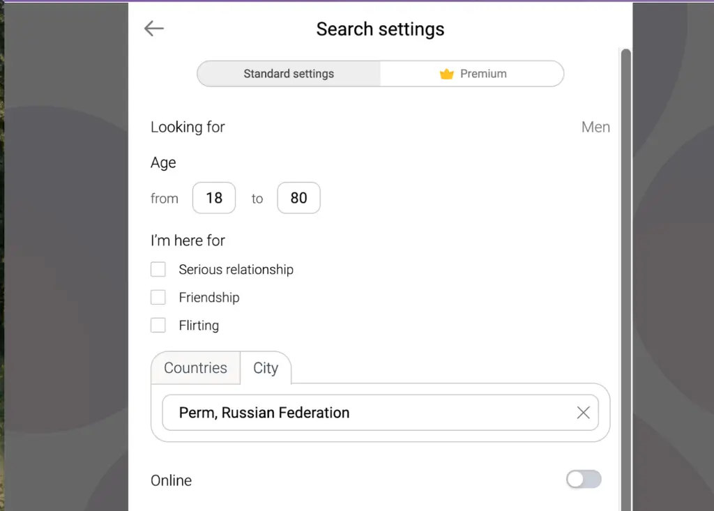 Как выглядит профиль на сайте Love.ru для поиска серьёзных отношений в Перми