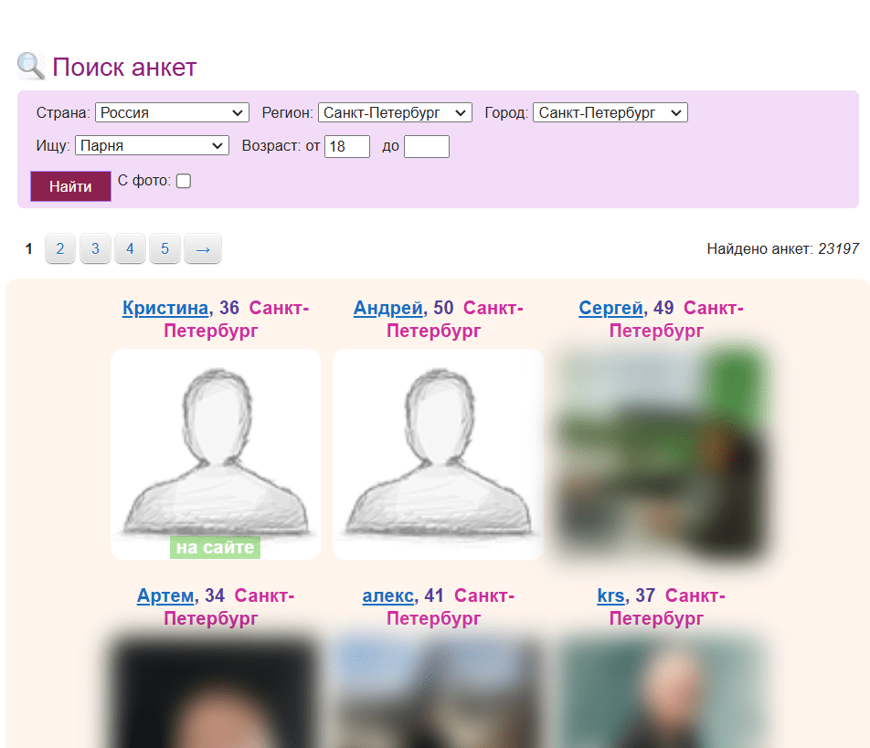 Профили участников на сайте знакомств PrivatMeet
