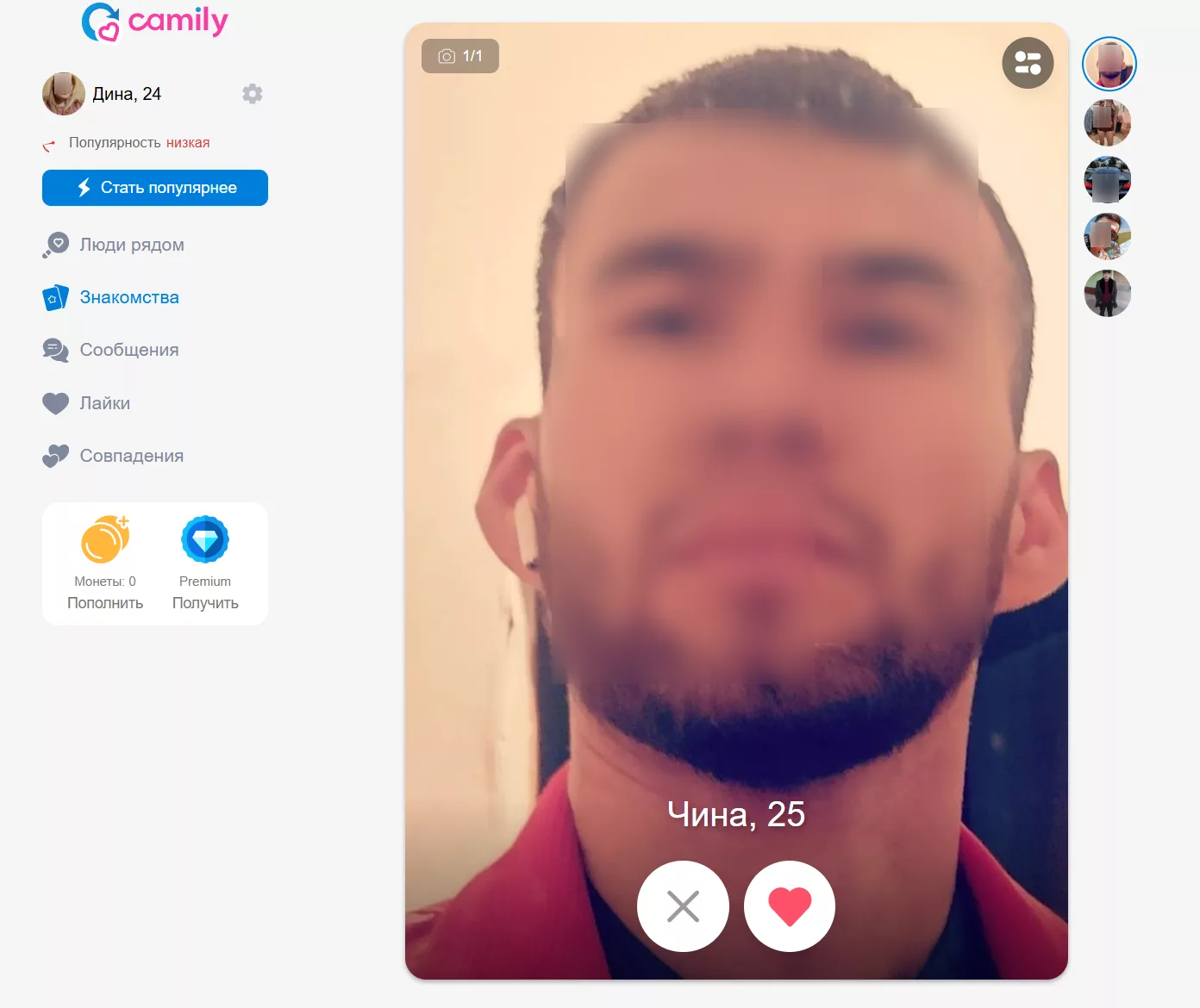 Примеры анкет пользователей Camily
